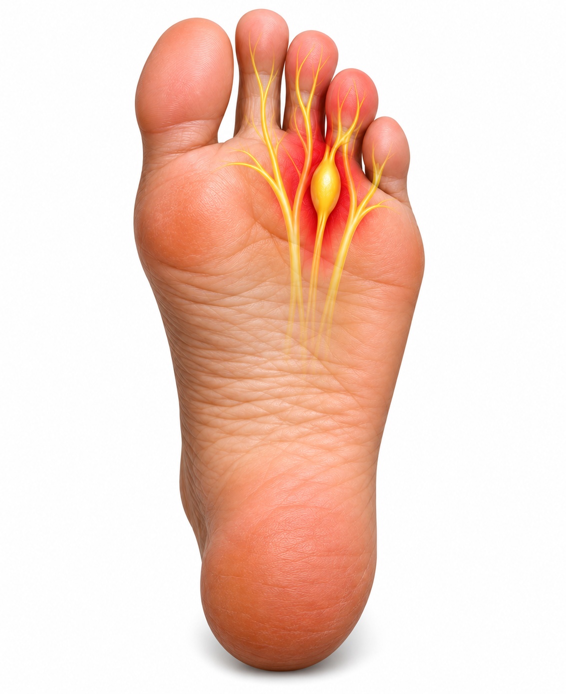 Illustration of a Morton's neuroma between the toes